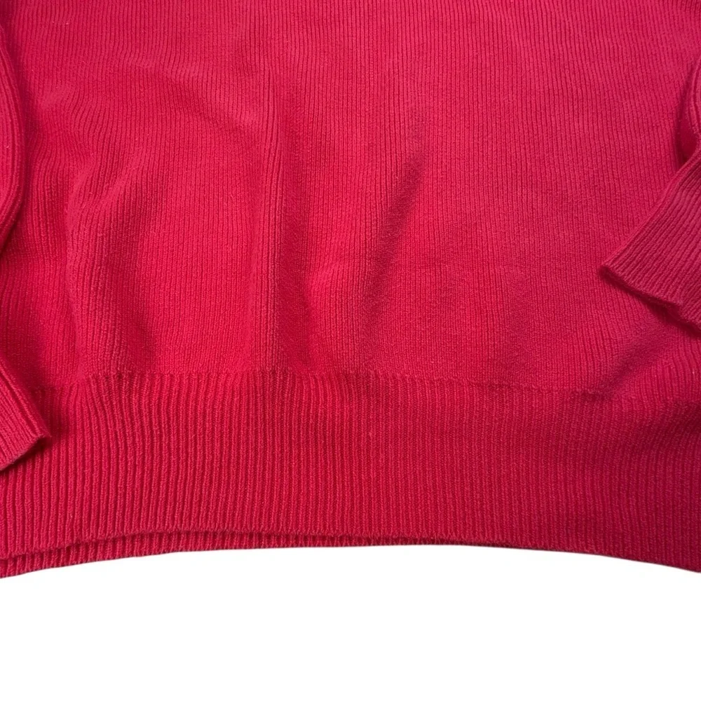 Free People M Very Oversized Red Ribbed Knit Sweater Dole man Sleeve